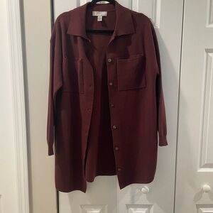 Burgundy Button-Up Cardigan